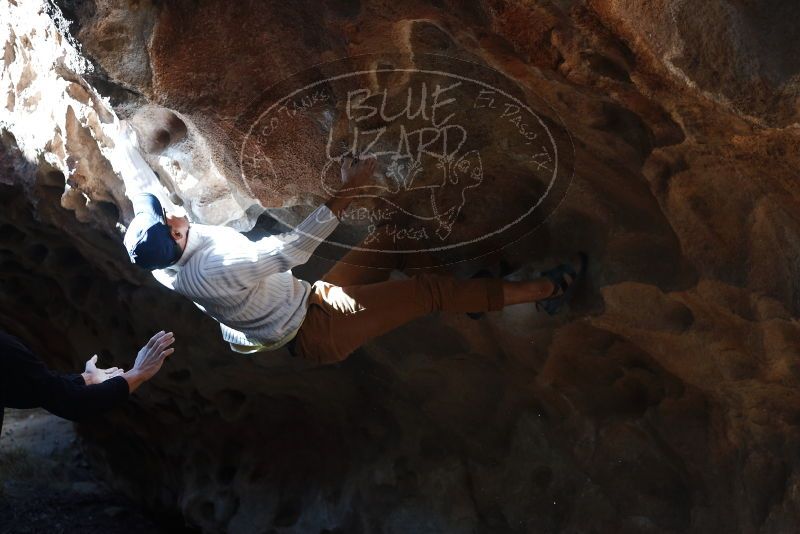 Bouldering in Hueco Tanks on 01/18/2019 with Blue Lizard Climbing and Yoga

Filename: SRM_20190118_1308020.jpg
Aperture: f/2.8
Shutter Speed: 1/320
Body: Canon EOS-1D Mark II
Lens: Canon EF 50mm f/1.8 II