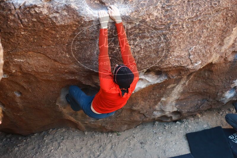 Bouldering in Hueco Tanks on 01/26/2019 with Blue Lizard Climbing and Yoga

Filename: SRM_20190126_1026350.jpg
Aperture: f/2.5
Shutter Speed: 1/250
Body: Canon EOS-1D Mark II
Lens: Canon EF 50mm f/1.8 II