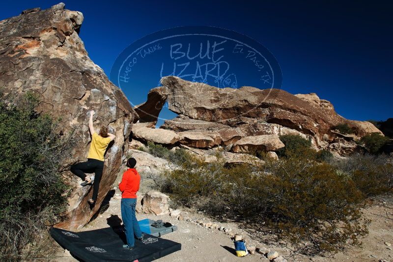 Bouldering in Hueco Tanks on 01/26/2019 with Blue Lizard Climbing and Yoga

Filename: SRM_20190126_1040330.jpg
Aperture: f/5.6
Shutter Speed: 1/250
Body: Canon EOS-1D Mark II
Lens: Canon EF 16-35mm f/2.8 L