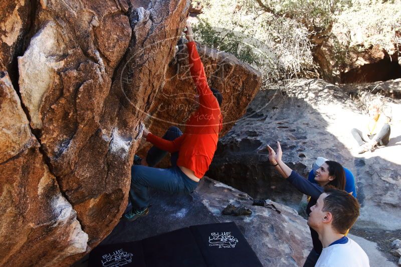 Bouldering in Hueco Tanks on 01/26/2019 with Blue Lizard Climbing and Yoga

Filename: SRM_20190126_1121270.jpg
Aperture: f/5.6
Shutter Speed: 1/250
Body: Canon EOS-1D Mark II
Lens: Canon EF 16-35mm f/2.8 L