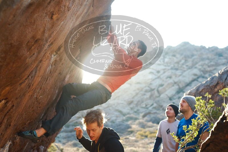 Bouldering in Hueco Tanks on 01/26/2019 with Blue Lizard Climbing and Yoga

Filename: SRM_20190126_1805210.jpg
Aperture: f/4.0
Shutter Speed: 1/250
Body: Canon EOS-1D Mark II
Lens: Canon EF 50mm f/1.8 II