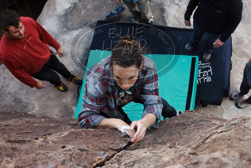 Bouldering in Hueco Tanks on 02/03/2019 with Blue Lizard Climbing and Yoga

Filename: SRM_20190203_1653381.jpg
Aperture: f/5.6
Shutter Speed: 1/250
Body: Canon EOS-1D Mark II
Lens: Canon EF 16-35mm f/2.8 L