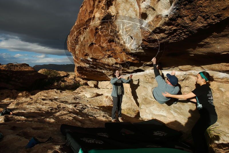 Bouldering in Hueco Tanks on 02/03/2019 with Blue Lizard Climbing and Yoga

Filename: SRM_20190203_1726020.jpg
Aperture: f/8.0
Shutter Speed: 1/400
Body: Canon EOS-1D Mark II
Lens: Canon EF 16-35mm f/2.8 L