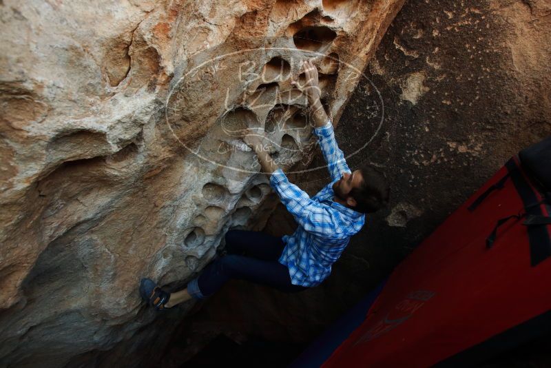 Bouldering in Hueco Tanks on 03/01/2019 with Blue Lizard Climbing and Yoga

Filename: SRM_20190301_1108270.jpg
Aperture: f/5.0
Shutter Speed: 1/320
Body: Canon EOS-1D Mark II
Lens: Canon EF 16-35mm f/2.8 L