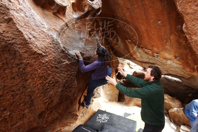 Bouldering in Hueco Tanks on 03/15/2019 with Blue Lizard Climbing and Yoga

Filename: SRM_20190315_1603210.jpg
Aperture: f/4.5
Shutter Speed: 1/100
Body: Canon EOS-1D Mark II
Lens: Canon EF 16-35mm f/2.8 L