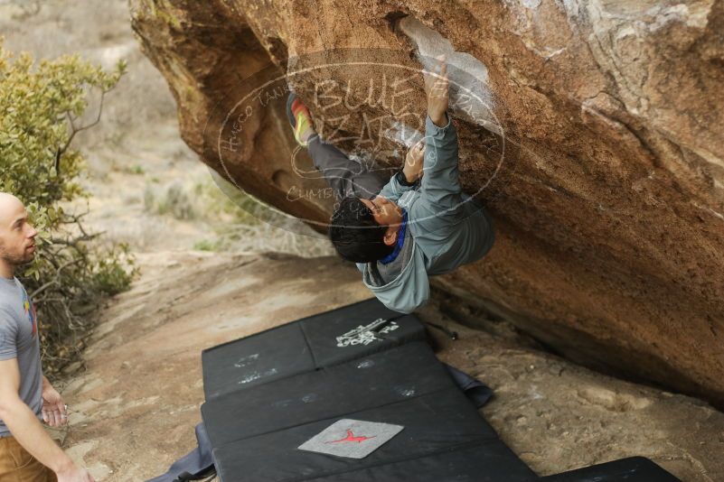 Bouldering in Hueco Tanks on 03/16/2019 with Blue Lizard Climbing and Yoga

Filename: SRM_20190316_1526150.jpg
Aperture: f/2.8
Shutter Speed: 1/400
Body: Canon EOS-1D Mark II
Lens: Canon EF 50mm f/1.8 II