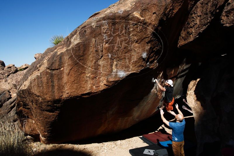 Bouldering in Hueco Tanks on 03/17/2019 with Blue Lizard Climbing and Yoga

Filename: SRM_20190317_1101280.jpg
Aperture: f/5.6
Shutter Speed: 1/250
Body: Canon EOS-1D Mark II
Lens: Canon EF 16-35mm f/2.8 L