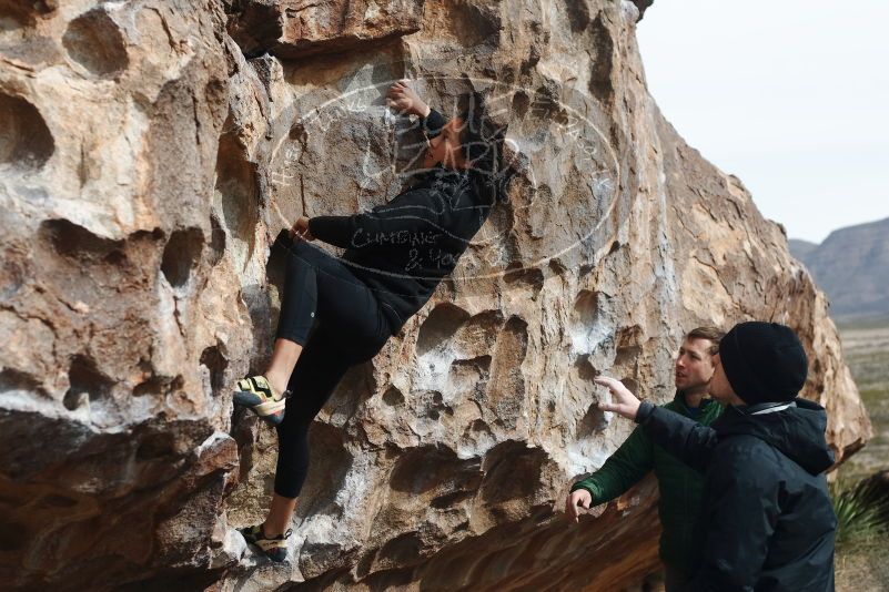 Bouldering in Hueco Tanks on 03/30/2019 with Blue Lizard Climbing and Yoga

Filename: SRM_20190330_0941030.jpg
Aperture: f/4.0
Shutter Speed: 1/800
Body: Canon EOS-1D Mark II
Lens: Canon EF 50mm f/1.8 II