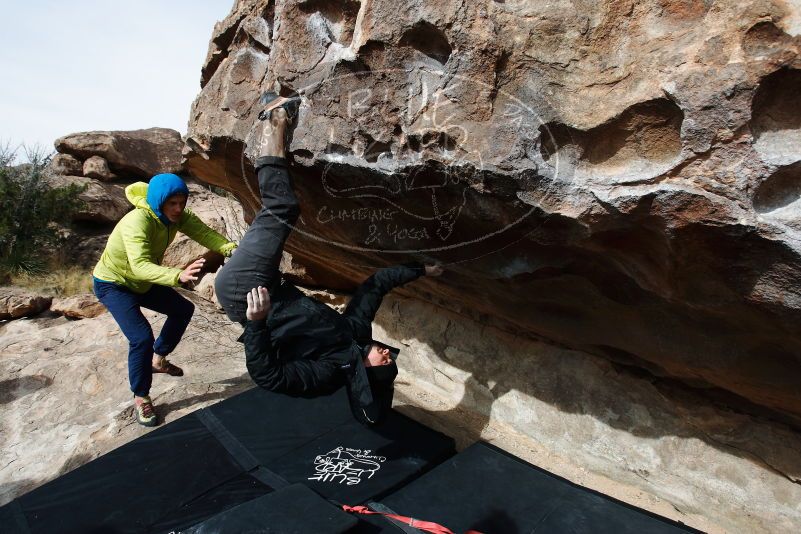 Bouldering in Hueco Tanks on 03/30/2019 with Blue Lizard Climbing and Yoga

Filename: SRM_20190330_1011161.jpg
Aperture: f/5.6
Shutter Speed: 1/320
Body: Canon EOS-1D Mark II
Lens: Canon EF 16-35mm f/2.8 L