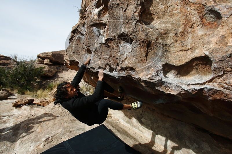 Bouldering in Hueco Tanks on 03/30/2019 with Blue Lizard Climbing and Yoga

Filename: SRM_20190330_1020100.jpg
Aperture: f/5.6
Shutter Speed: 1/640
Body: Canon EOS-1D Mark II
Lens: Canon EF 16-35mm f/2.8 L