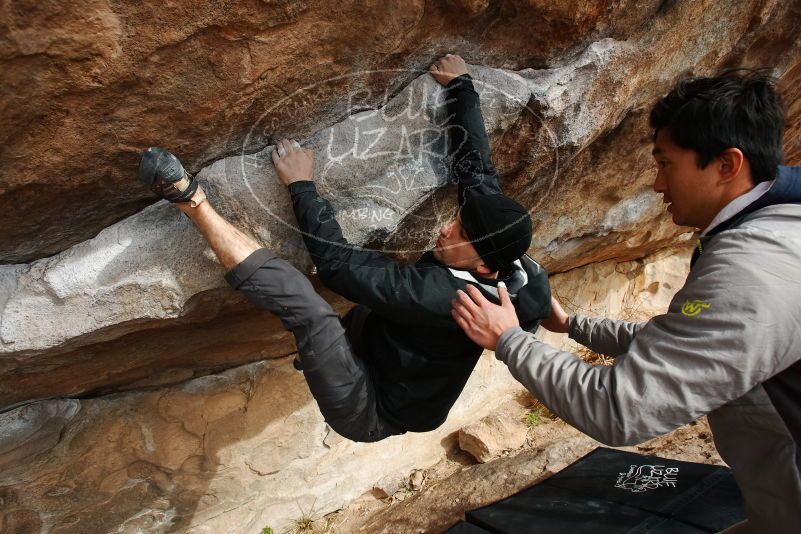 Bouldering in Hueco Tanks on 03/30/2019 with Blue Lizard Climbing and Yoga

Filename: SRM_20190330_1617120.jpg
Aperture: f/5.6
Shutter Speed: 1/250
Body: Canon EOS-1D Mark II
Lens: Canon EF 16-35mm f/2.8 L