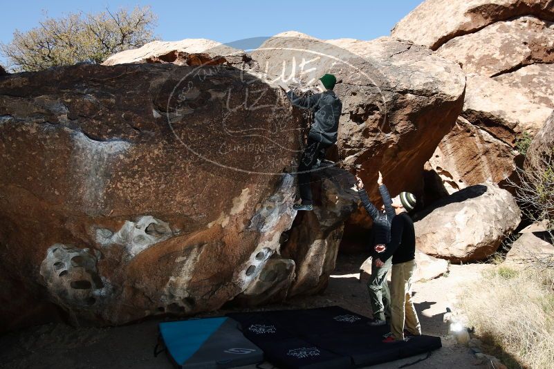 Bouldering in Hueco Tanks on 03/31/2019 with Blue Lizard Climbing and Yoga

Filename: SRM_20190331_1032340.jpg
Aperture: f/5.6
Shutter Speed: 1/250
Body: Canon EOS-1D Mark II
Lens: Canon EF 16-35mm f/2.8 L