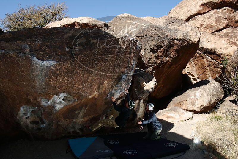 Bouldering in Hueco Tanks on 03/31/2019 with Blue Lizard Climbing and Yoga

Filename: SRM_20190331_1035050.jpg
Aperture: f/6.3
Shutter Speed: 1/250
Body: Canon EOS-1D Mark II
Lens: Canon EF 16-35mm f/2.8 L