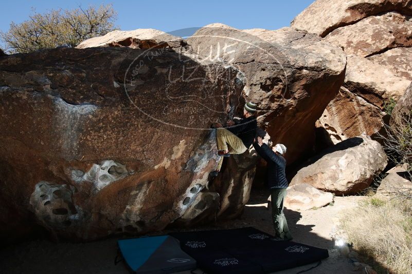 Bouldering in Hueco Tanks on 03/31/2019 with Blue Lizard Climbing and Yoga

Filename: SRM_20190331_1035340.jpg
Aperture: f/6.3
Shutter Speed: 1/250
Body: Canon EOS-1D Mark II
Lens: Canon EF 16-35mm f/2.8 L