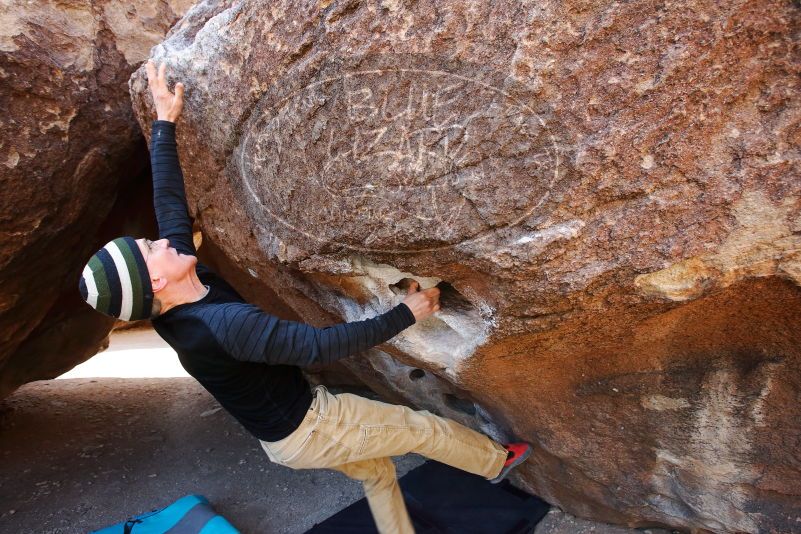 Bouldering in Hueco Tanks on 03/31/2019 with Blue Lizard Climbing and Yoga

Filename: SRM_20190331_1053120.jpg
Aperture: f/5.6
Shutter Speed: 1/250
Body: Canon EOS-1D Mark II
Lens: Canon EF 16-35mm f/2.8 L