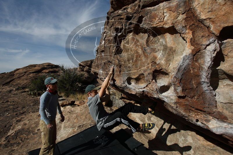 Bouldering in Hueco Tanks on 04/06/2019 with Blue Lizard Climbing and Yoga

Filename: SRM_20190406_0923360.jpg
Aperture: f/5.6
Shutter Speed: 1/640
Body: Canon EOS-1D Mark II
Lens: Canon EF 16-35mm f/2.8 L